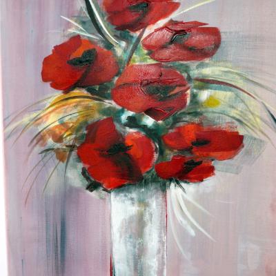 peinture Eliette Bouquet De Coquelicot 